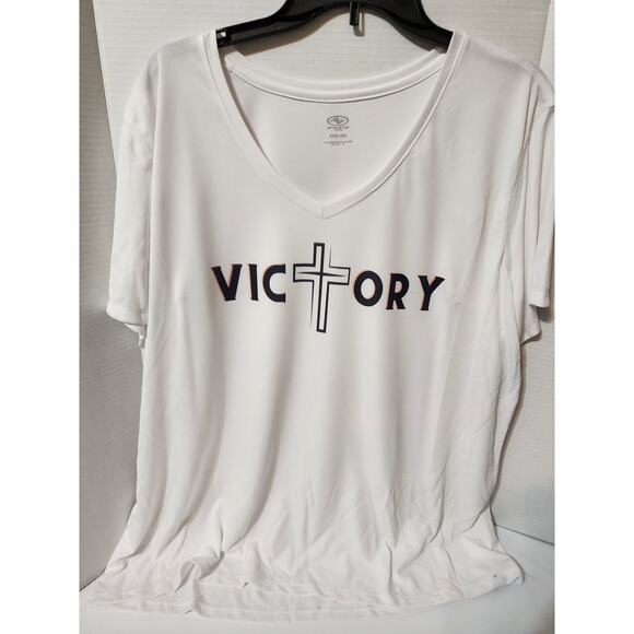 Faith Based T-shirt, Christian tops, Victory in Christ Womens v next XXXL (22) - Picture 1 of 2